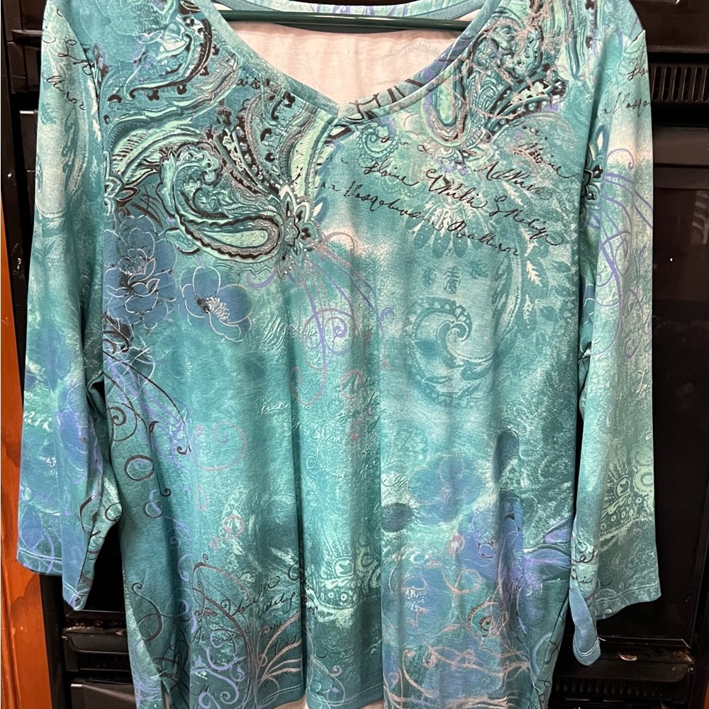 Women's Teal Floral Top